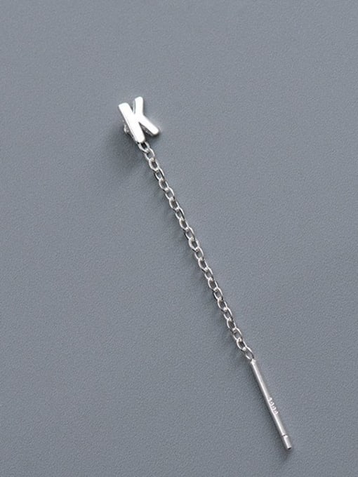 ES2180 [Single K Letter] 925 Sterling Silver Tassel Minimalist Threader Earring